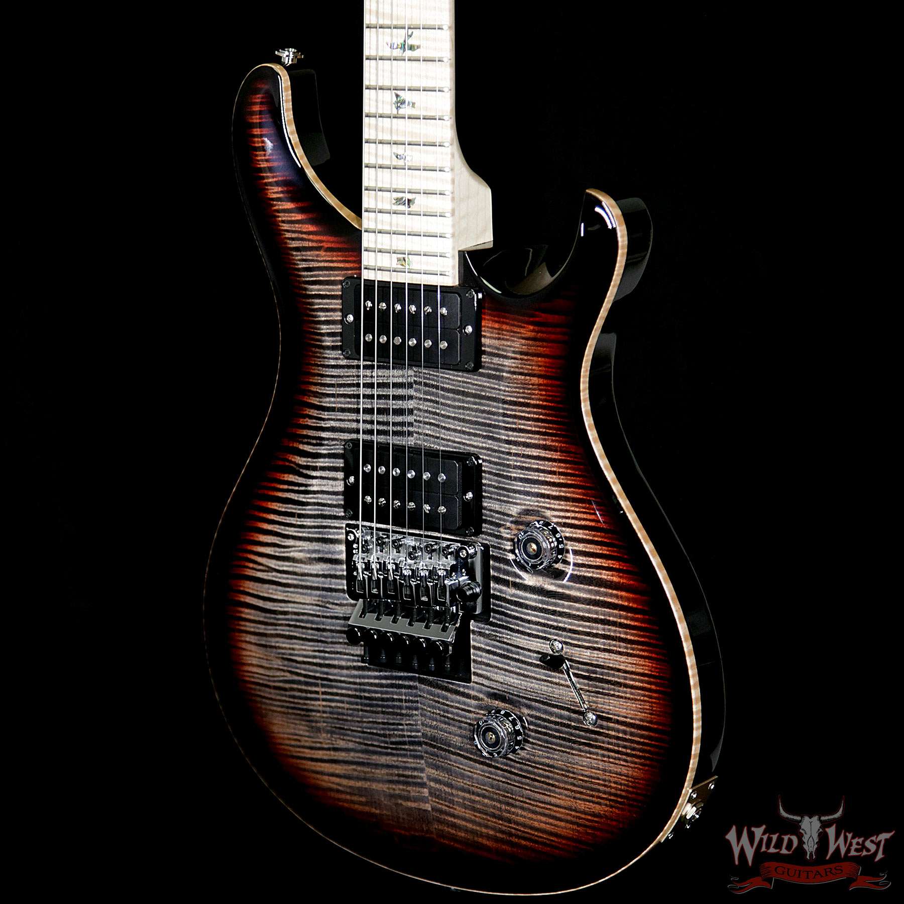PRS Wood Library Artist Package Custom 24 Floyd Rose Flame Maple Top Neck &  Board Charcoal Tricolor Burst