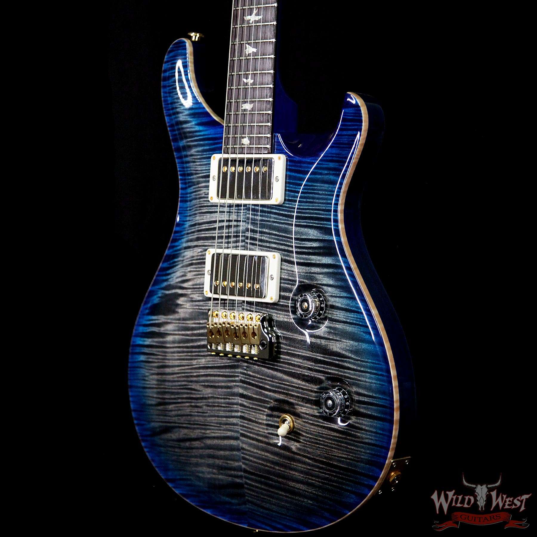 PRS Wood Library 10 Top Custom 24 Korina Neck with Cocobolo Fingerboard  Charcoal Blue Burst