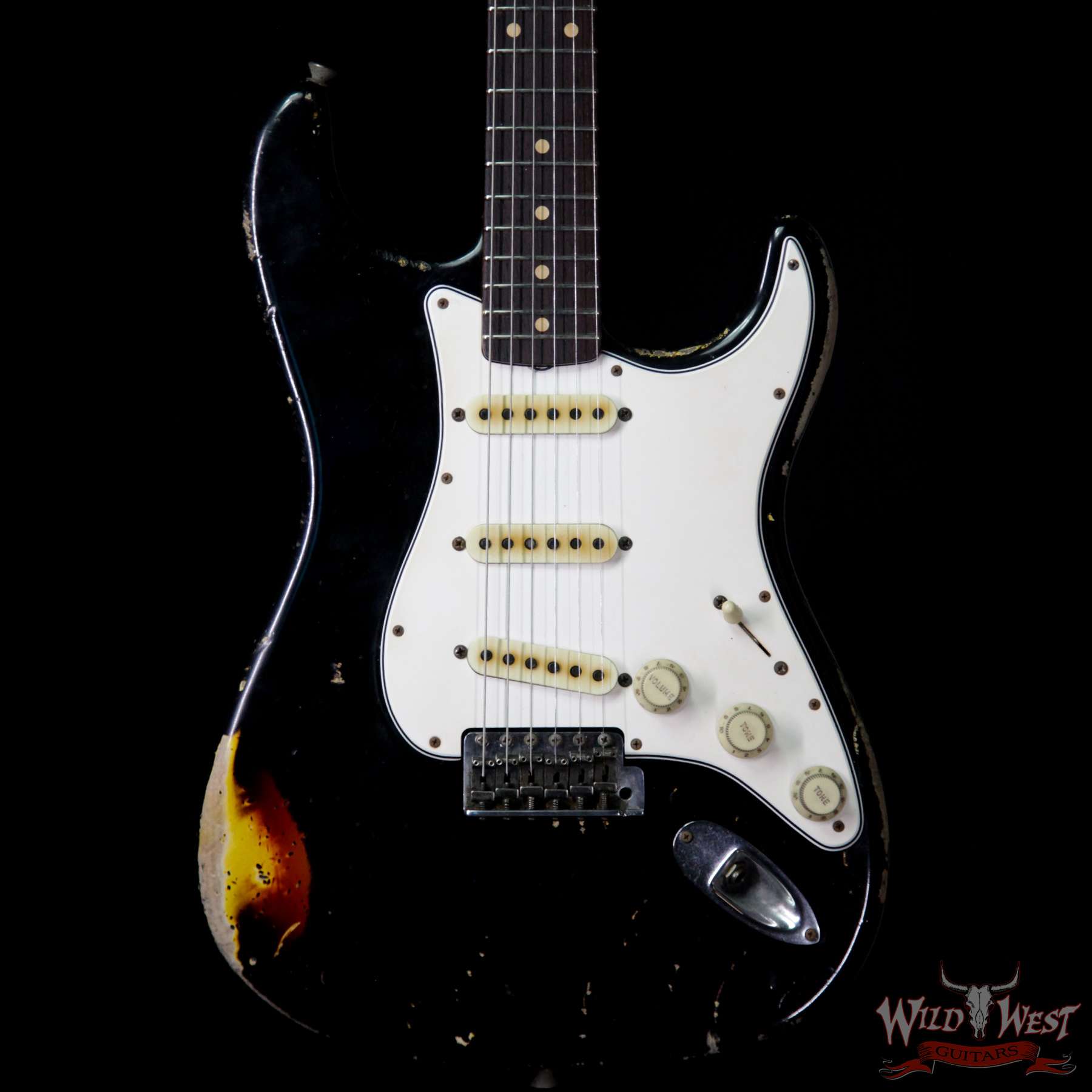 charging Inlay snatch Fender Custom Shop John Cruz Masterbuilt 1962 Stratocaster Heavy Relic AAA  Rosewood Slab Board Black / 3 Tone Sunburst - Wild West Guitars
