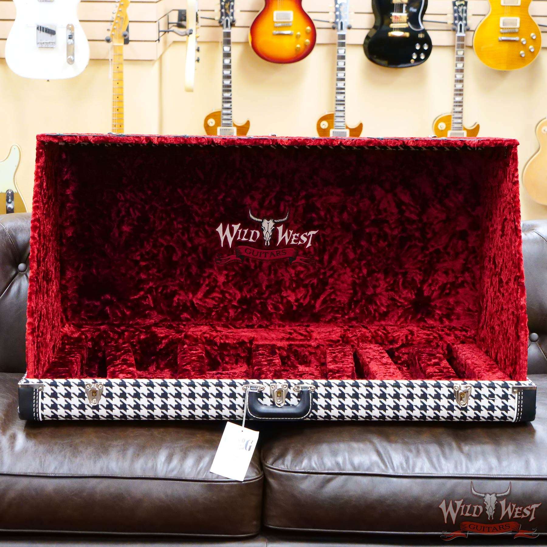 Case　Houndstooth　Wild　Red　West　West　Wild　Stand　Guitar　Guitar　Case　Interior　with　Guitars　GG　Quality
