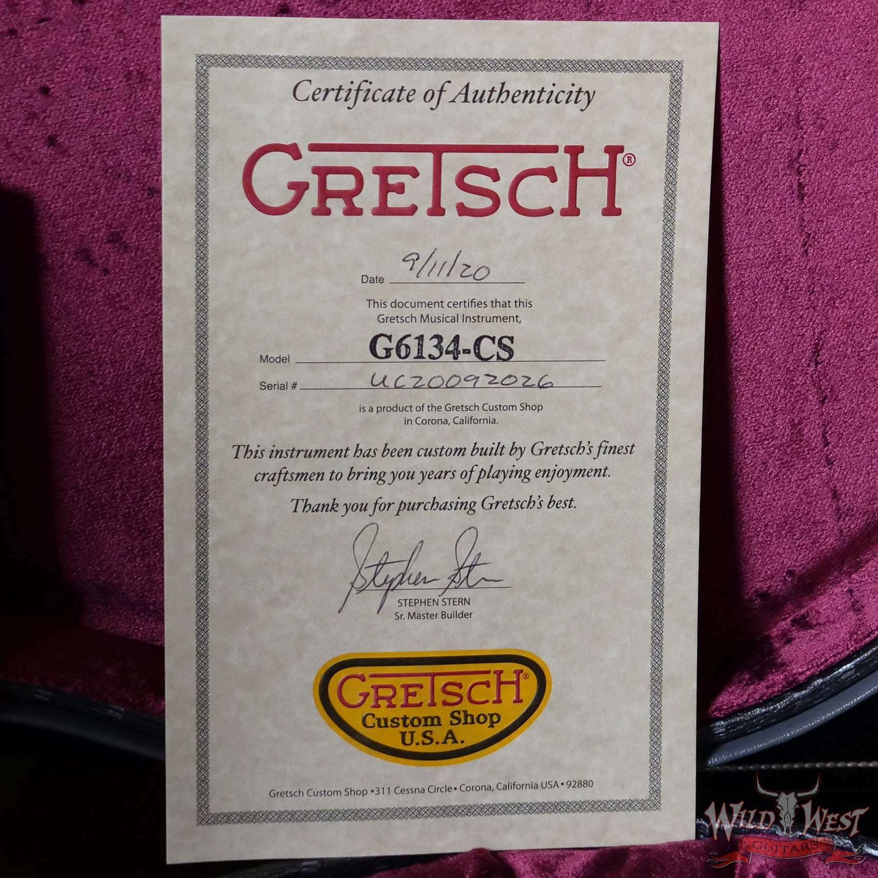Gretsch USA Custom Shop Stephen Stern Masterbuilt G6134CS Penguin Relic ...