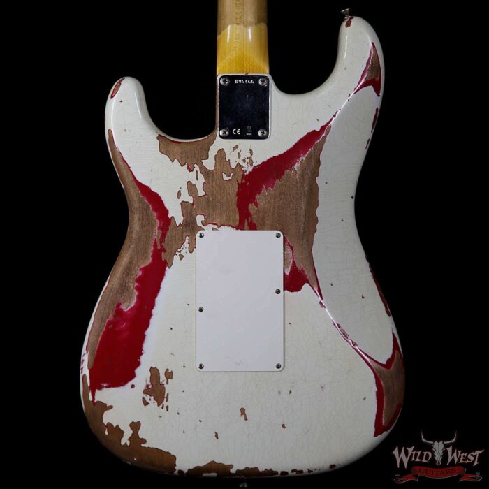 Fender Custom Shop Wild West Exclusive White Lightning Floyd Rose HSS Stratocaster Heavy Relic Maple Neck 21 Frets Torino Red - Image 6