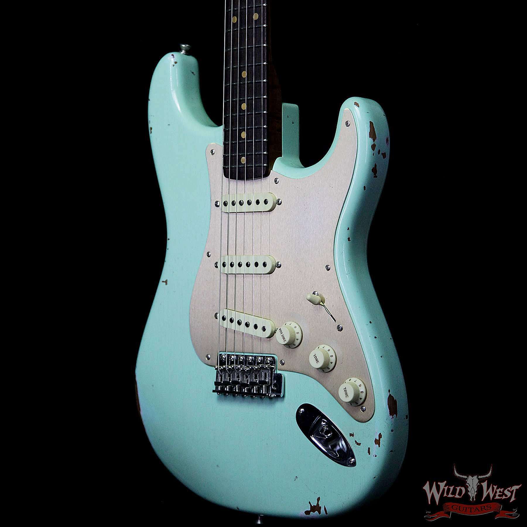 1-3__wwg-1.jpg Fender Custom Shop 1960 Roasted Stratocaster Relic Birdseye Maple Neck AAA Rosewood Surf Green - Image 2