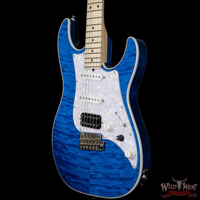 James Tyler NAMM Studio Elite HD HSS w/ Midboost Preamp Alder Body Quilt Maple Top Transparent Blue - Image 2