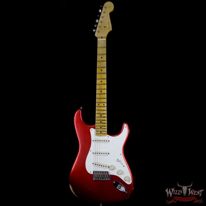 2018 Fender Custom Shop 1957 Stratocaster Relic Maple Neck Candy Apple Red - Image 2