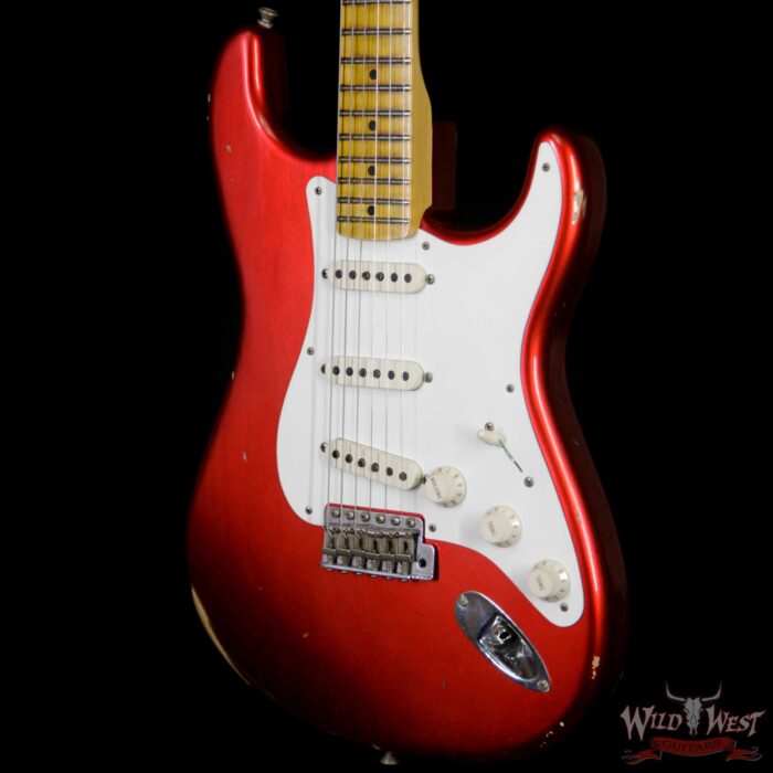 2018 Fender Custom Shop 1957 Stratocaster Relic Maple Neck Candy Apple Red - Image 3