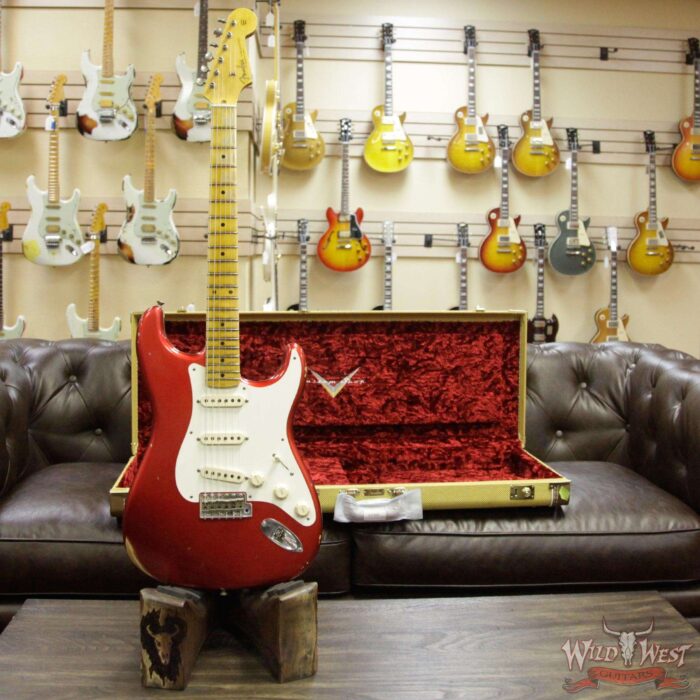 2018 Fender Custom Shop 1957 Stratocaster Relic Maple Neck Candy Apple Red - Image 4