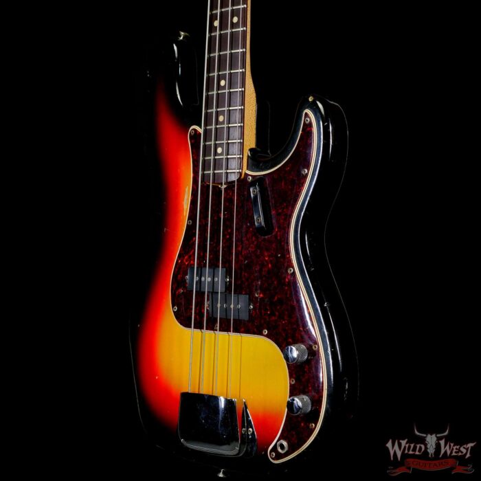 1966 Fender P-Bass Precision Bass Sunburst with Original Hardshell Case 8.70 LBS - Image 2
