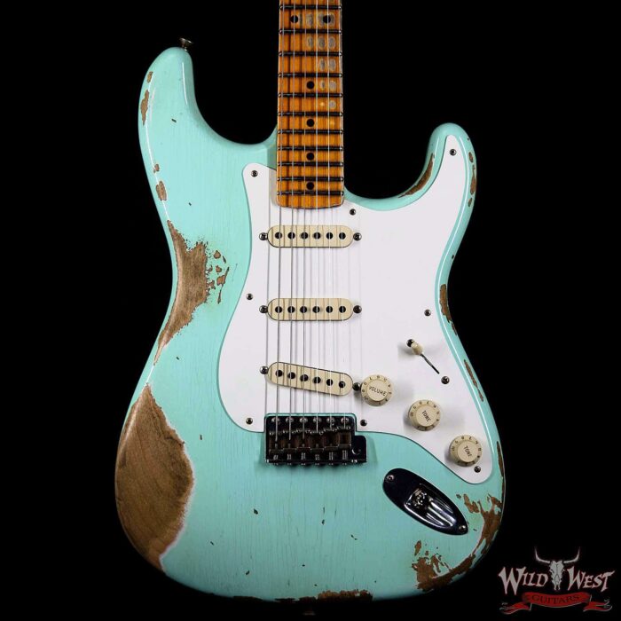 Fender Custom Shop 1957 Stratocaster Heavy Relic Maple Neck Surf Green - Image 3