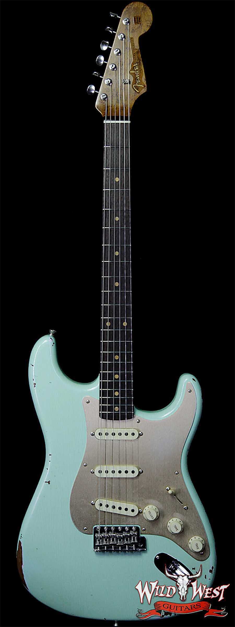 1__wwg_large-1.jpg Fender Custom Shop 1960 Roasted Stratocaster Relic Birdseye Maple Neck AAA Rosewood Surf Green - Image 1