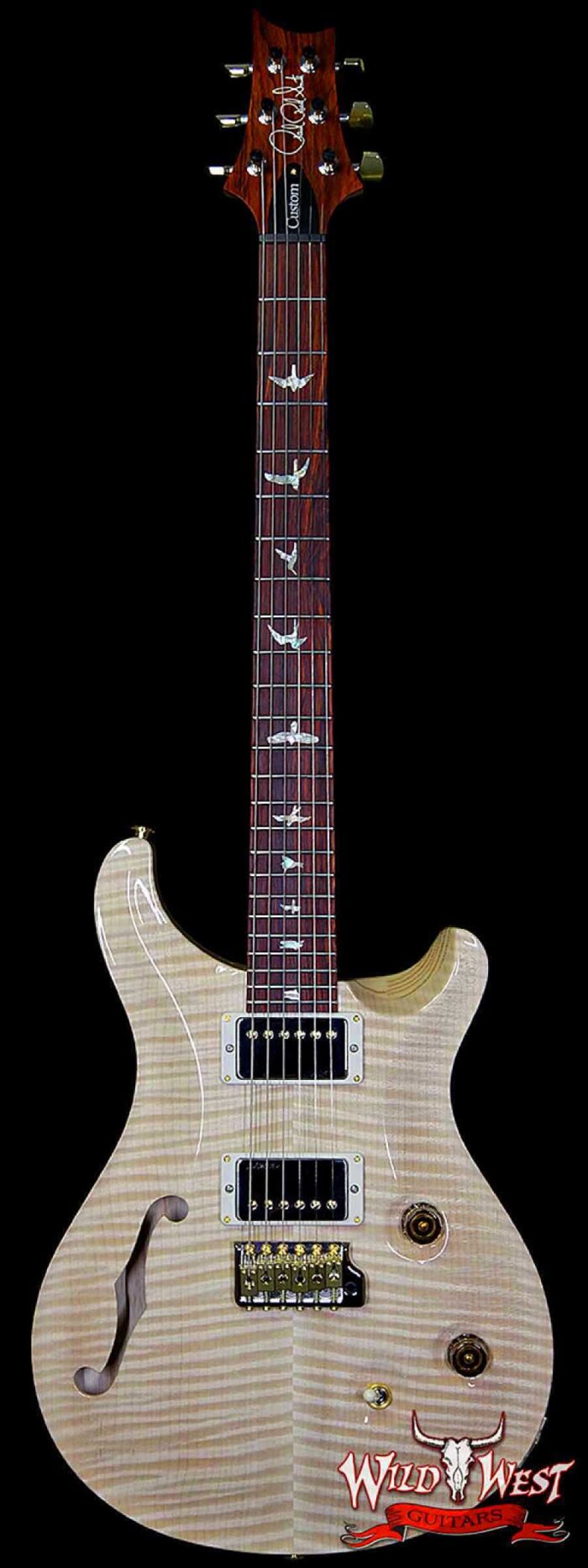 2017 PRS Wood Library 10 Top Custom 24 Semi-Hollow Flame Maple Top & Neck Cocobolo Fretboard Natural - Image 1