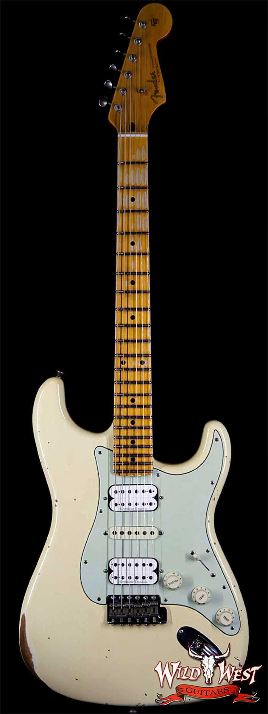 1__wwg_large-13.jpg Fender Custom Shop 1961 Stratocaster Relic HSH Maple Neck Aged Vintage White - Image 1