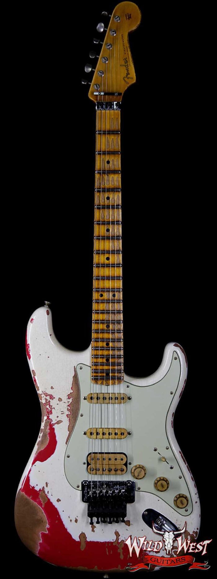 Fender Custom Shop Wild West Exclusive White Lightning Floyd Rose HSS Stratocaster Heavy Relic Maple Neck 21 Frets Torino Red - Image 1