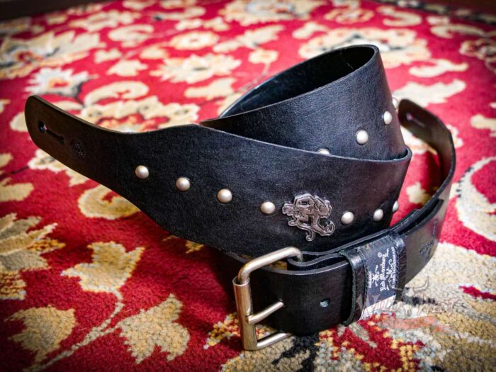 Red Monkey Handbuilt Big City Wire Leather 3’’ wide Guitar Strap 56’‘- 60’’ Black - Image 3