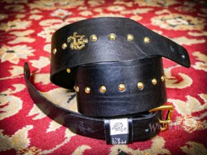 Red Monkey Handbuilt Big City Wire Leather 3’’ wide Guitar Strap 56’‘- 60’’ Black - Image 6
