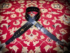 Red Monkey Handbuilt Big City Wire Leather 3’’ wide Guitar Strap 56’‘- 60’’ Black - Image 7