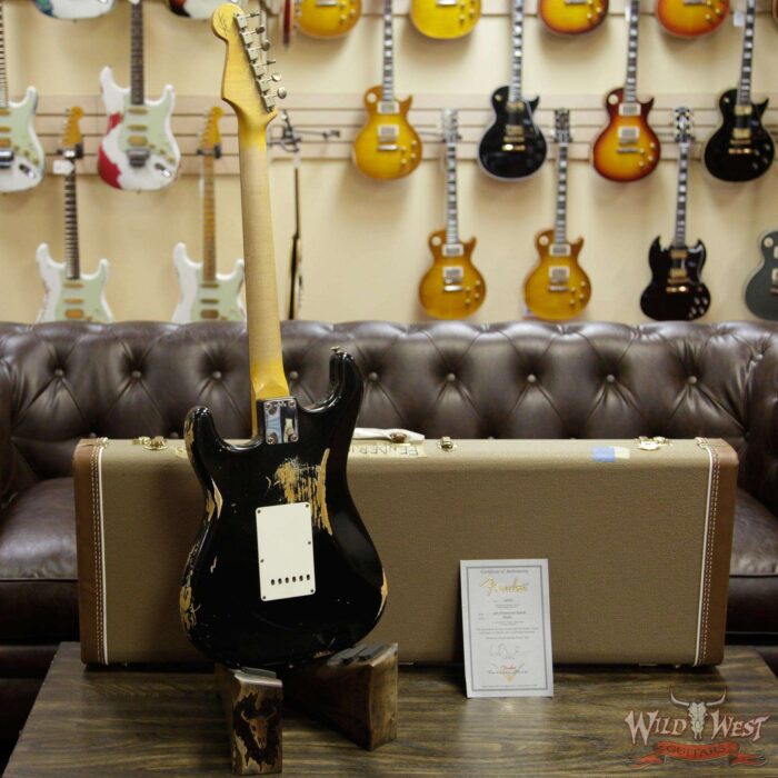 2013 Fender Custom Shop 1960 Stratocaster Heavy Relic Rosewood Slab Board Black - Image 12