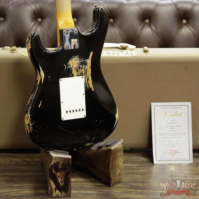 2013 Fender Custom Shop 1960 Stratocaster Heavy Relic Rosewood Slab Board Black - Image 13