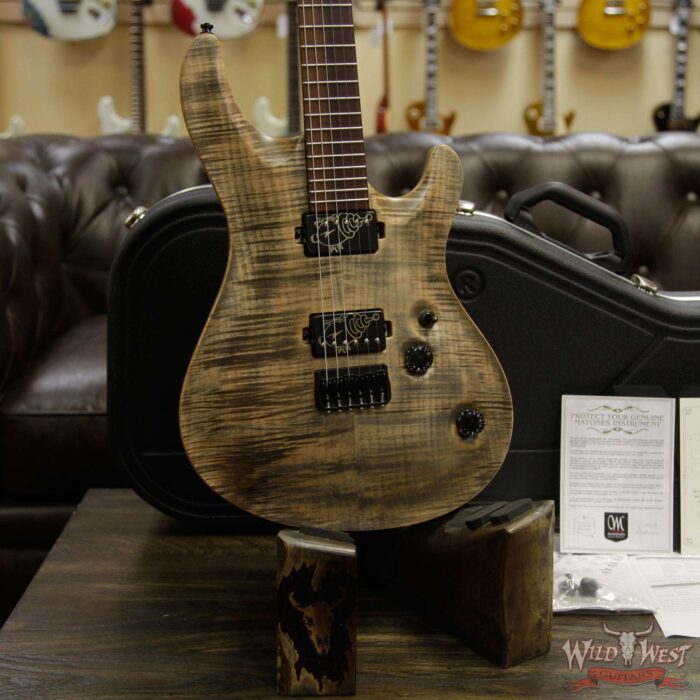 2017 Mayones Regius Core Classic 6 Flame Maple Carve Top Snakewood Fingerboard Jeans Black Satin - Image 9