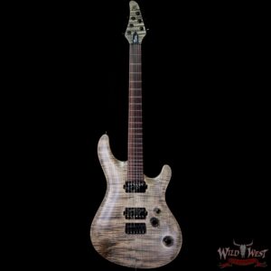 2017 Mayones Regius Core Classic 6 Flame Maple Carve Top Snakewood Fingerboard Jeans Black Satin - Image 3