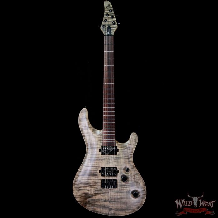 2017 Mayones Regius Core Classic 6 Flame Maple Carve Top Snakewood Fingerboard Jeans Black Satin - Image 3