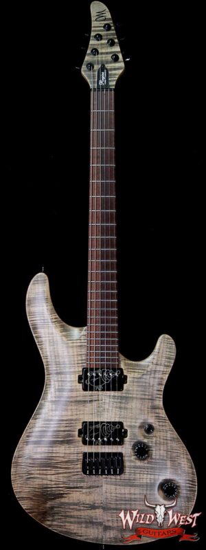 2017 Mayones Regius Core Classic 6 Flame Maple Carve Top Snakewood Fingerboard Jeans Black Satin