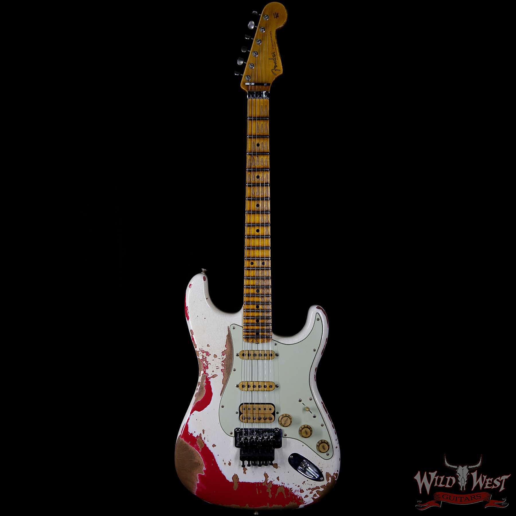 2__wwg-3.jpg Fender Custom Shop Wild West Exclusive White Lightning Floyd Rose HSS Stratocaster Heavy Relic Maple Neck 21 Frets Torino Red - Image 4