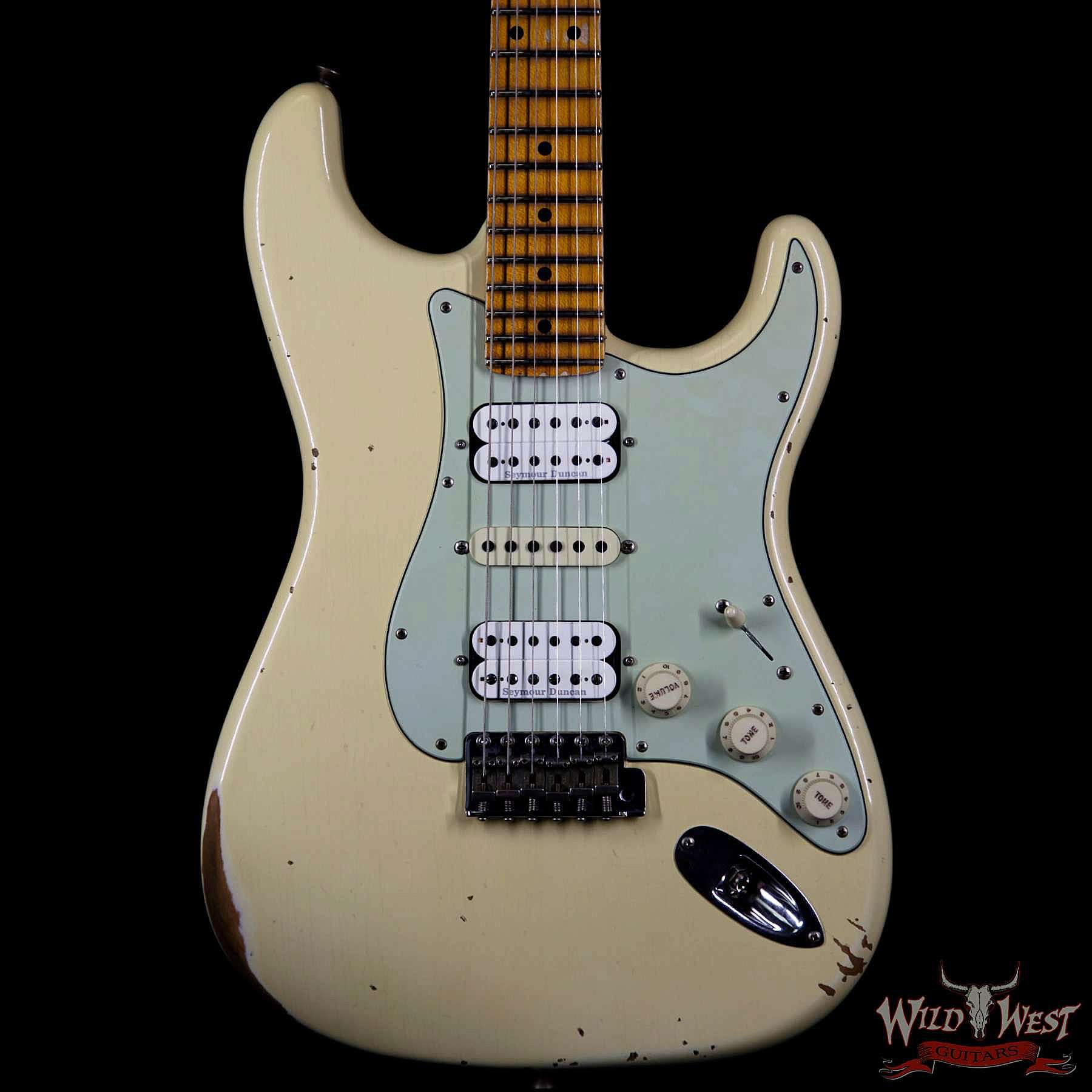 3__wwg.jpg Fender Custom Shop 1961 Stratocaster Relic HSH Maple Neck Aged Vintage White - Image 3