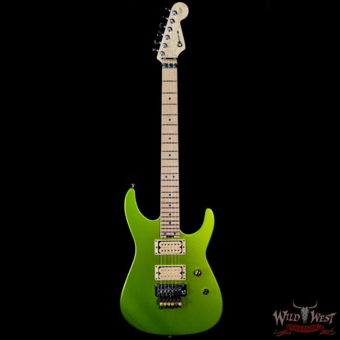 Charvel USA Custom Shop ‘‘Red’’ Dave Nichols Masterbuilt Alder Dinky DK 2H Floyd Rose Birdseye Maple Neck Lime Green Metallic - Image 3