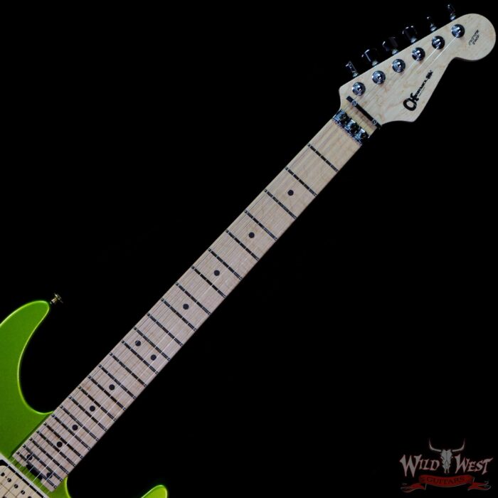 Charvel USA Custom Shop ‘‘Red’’ Dave Nichols Masterbuilt Alder Dinky DK 2H Floyd Rose Birdseye Maple Neck Lime Green Metallic - Image 4