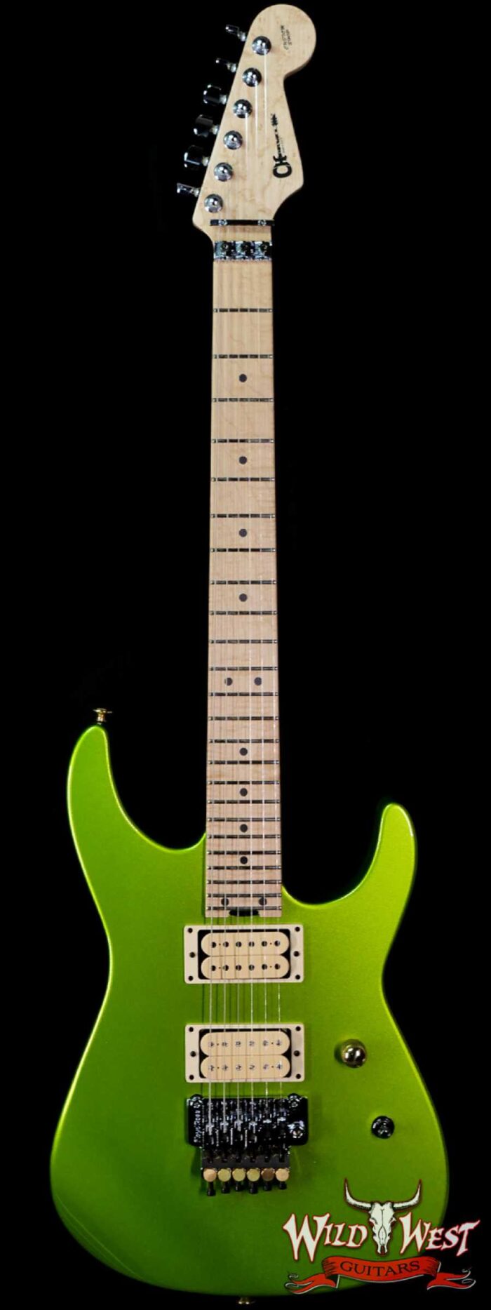 Charvel USA Custom Shop ‘‘Red’’ Dave Nichols Masterbuilt Alder Dinky DK 2H Floyd Rose Birdseye Maple Neck Lime Green Metallic - Image 1