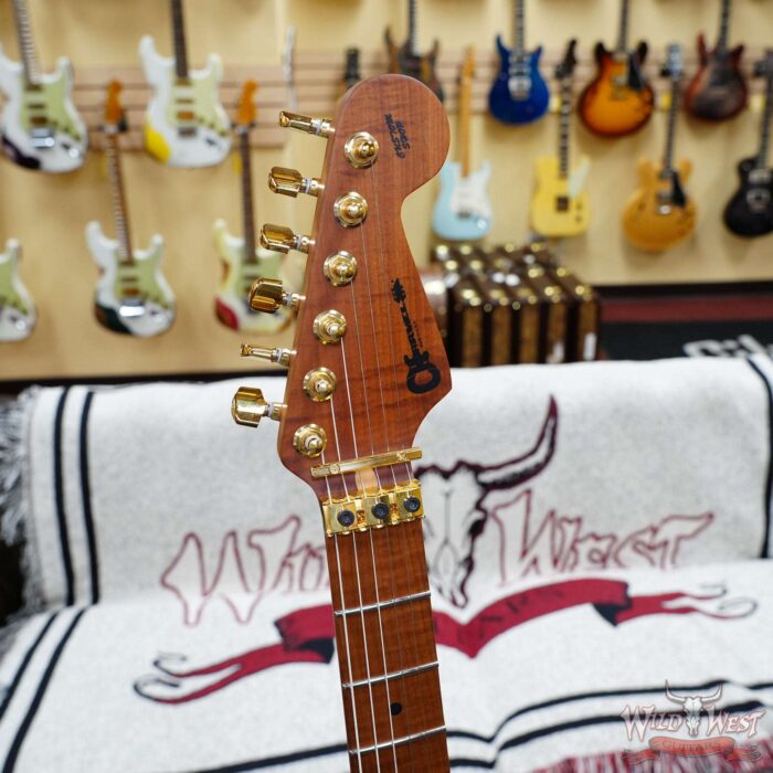 Charvel Custom Shop Limited Edition Style 2 HS Floyd Rose Flame Maple top Trans Blue Gold Hardware 8.25 LBS - Image 6