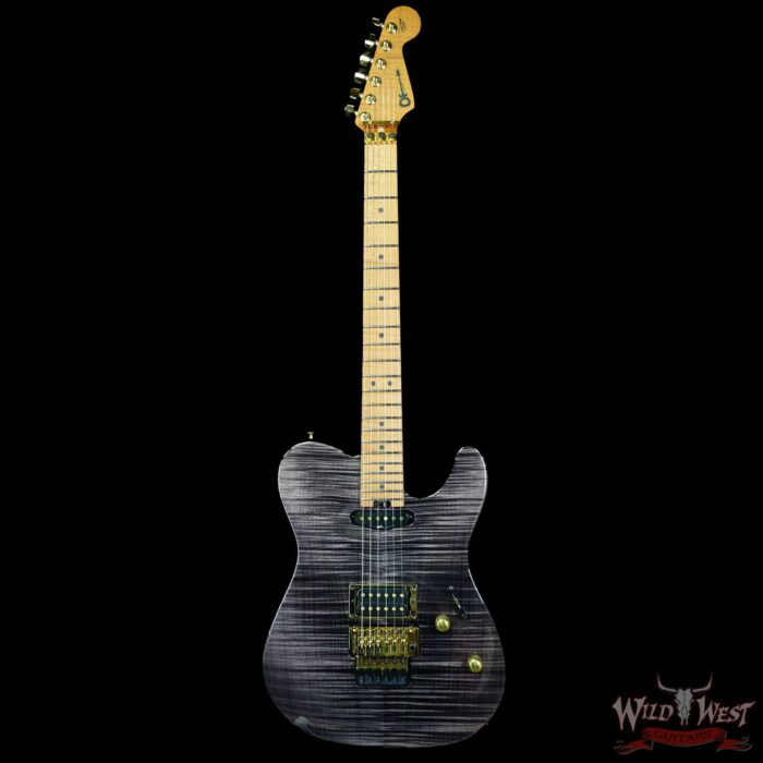 Charvel Custom Shop Limited Edition Style 2 HS Floyd Rose Flame Maple top Trans Black Gold Hardware 8.35 LBS - Image 3