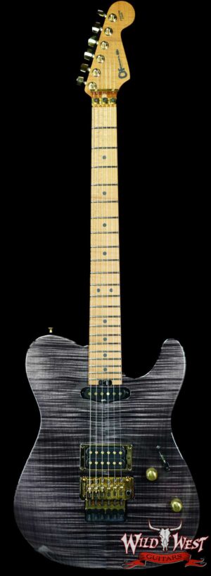 Charvel Custom Shop Limited Edition Style 2 HS Floyd Rose Flame Maple top Trans Black Gold Hardware 8.35 LBS