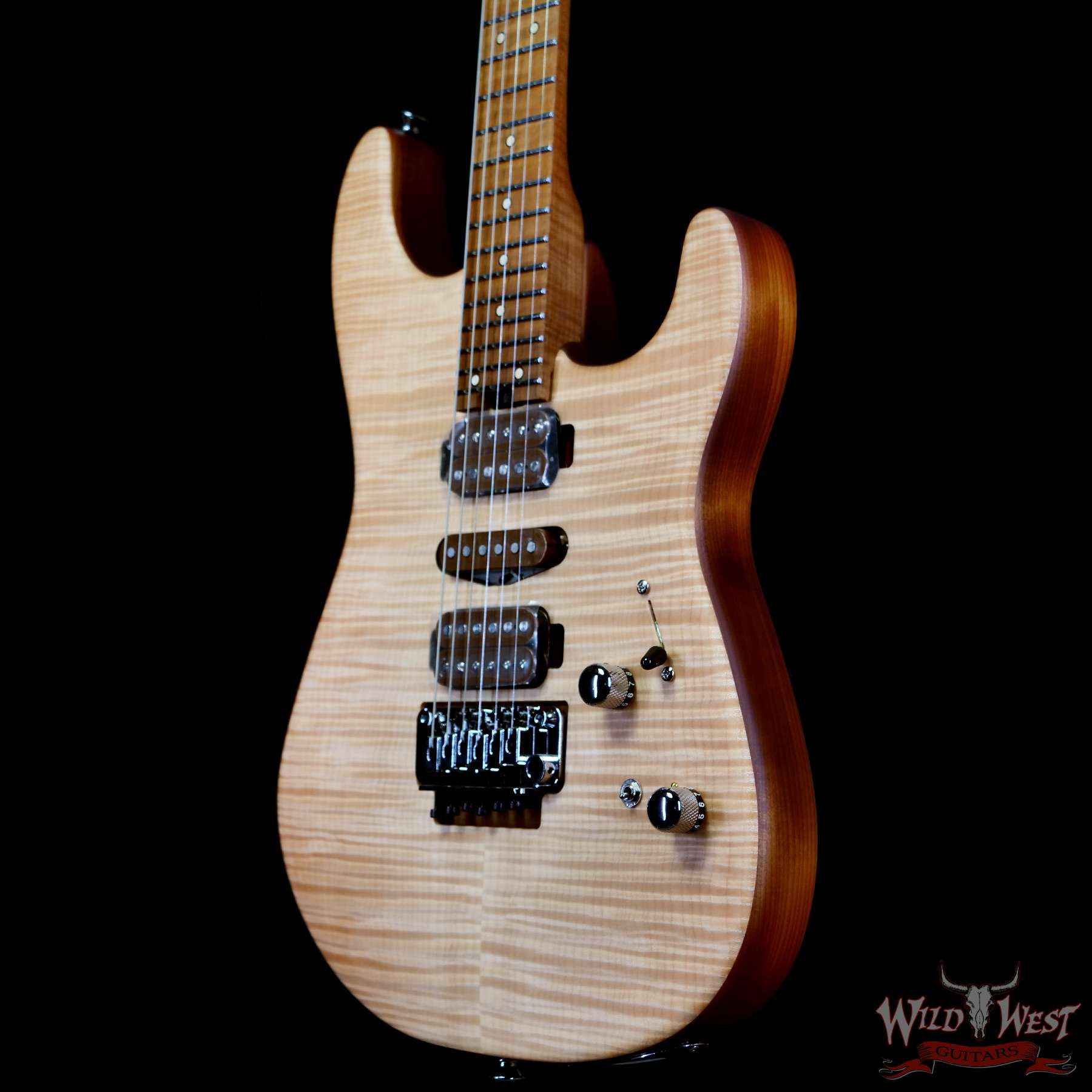 charvel-gg22000372-br__wwg.jpg Charvel Custom Shop Guthrie Govan USA Signature HSH Flame Maple Top Caramelized Basswood Body Natural 7.20 LBS - Image 2