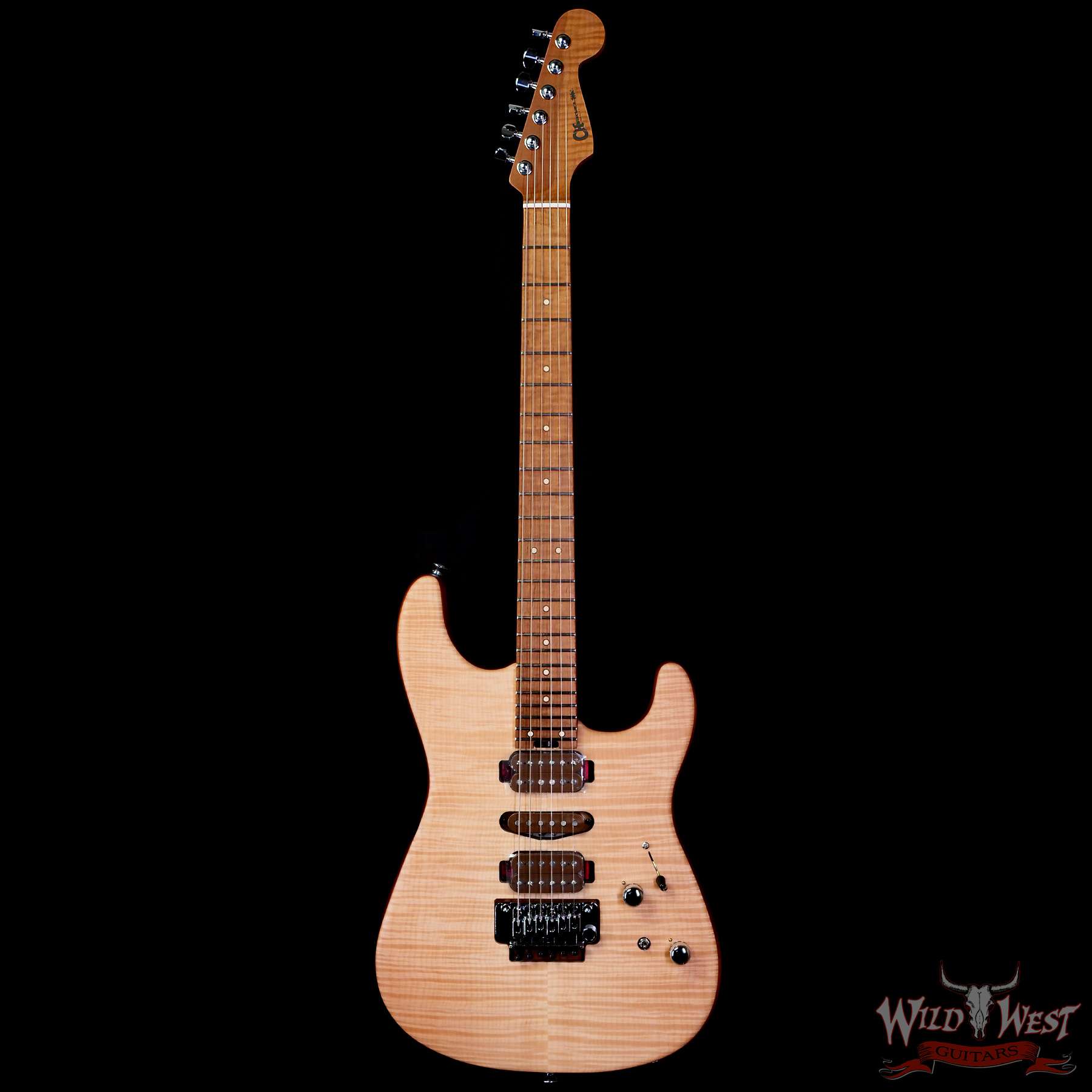 charvel-gg22000372-c1__wwg.jpg Charvel Custom Shop Guthrie Govan USA Signature HSH Flame Maple Top Caramelized Basswood Body Natural 7.20 LBS - Image 3