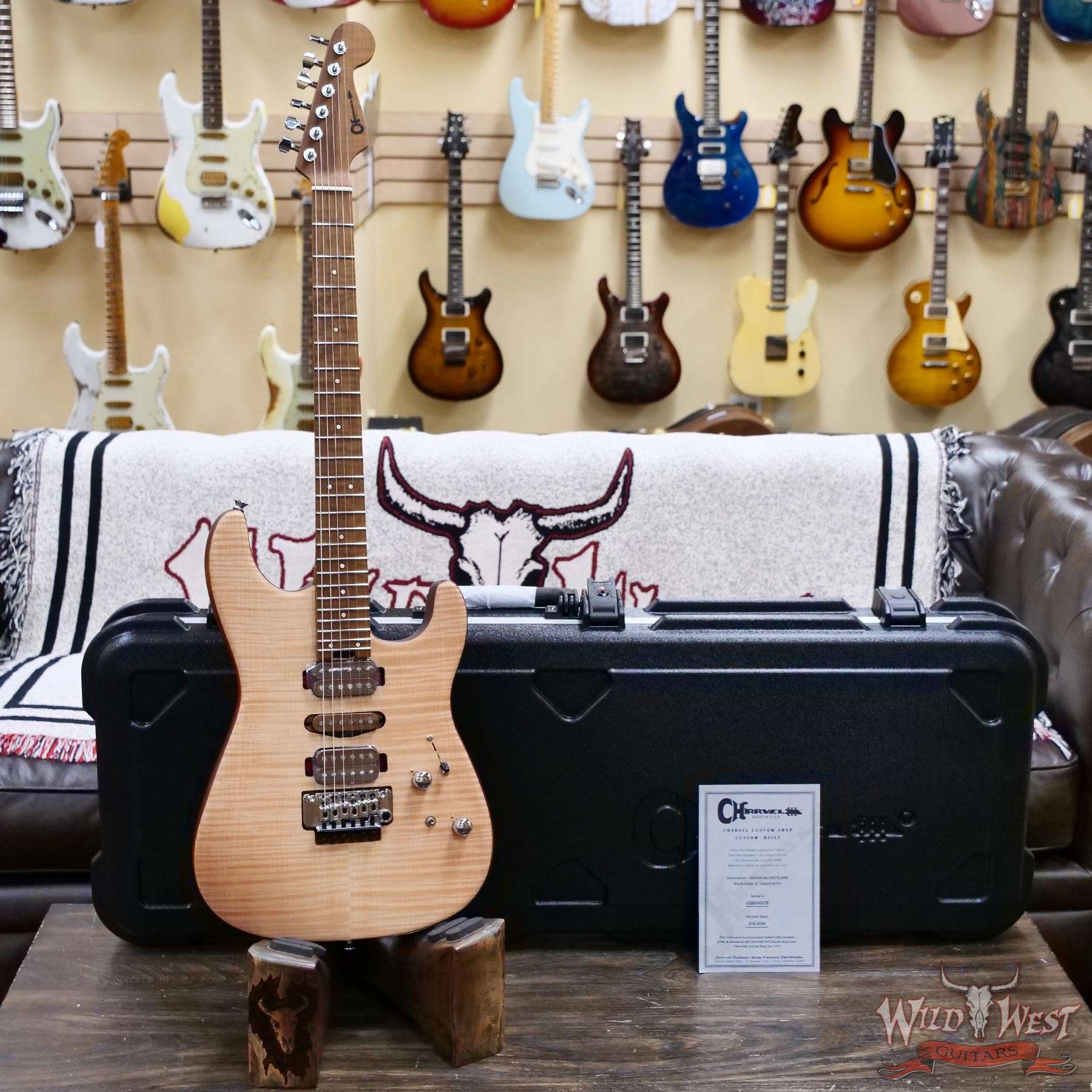 charvel-gg22000372-d1__wwg.jpg Charvel Custom Shop Guthrie Govan USA Signature HSH Flame Maple Top Caramelized Basswood Body Natural 7.20 LBS - Image 6