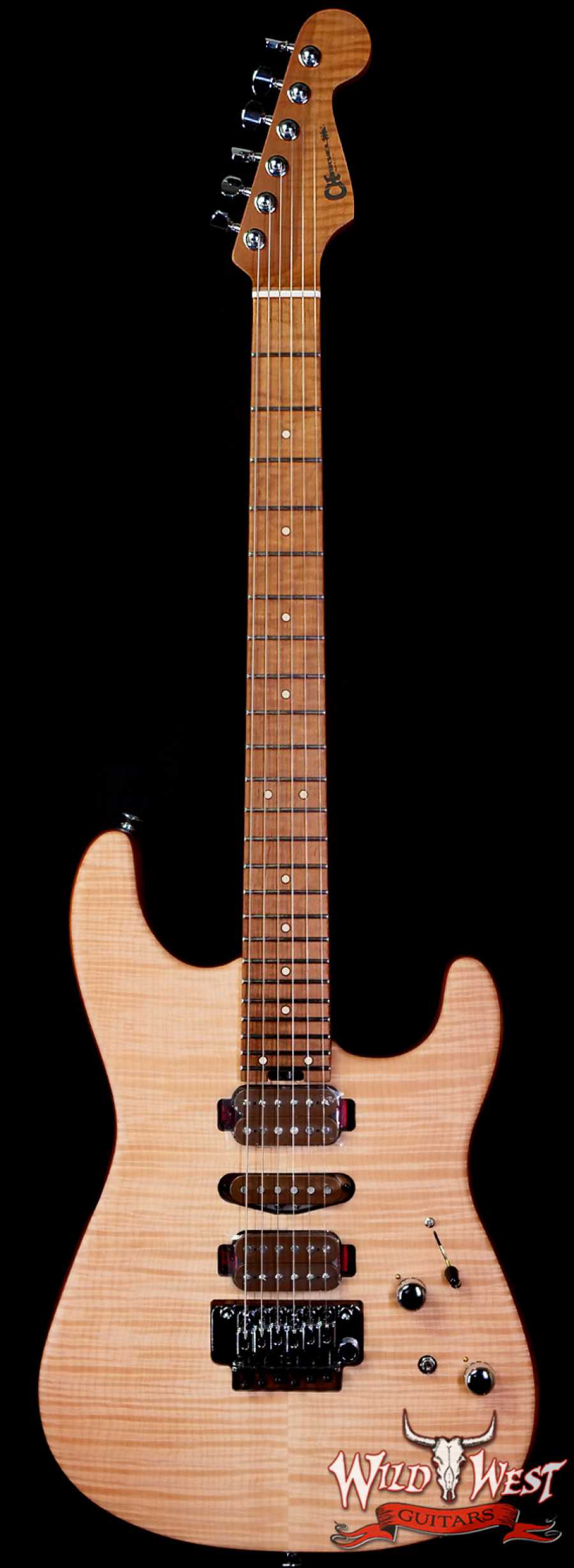 charvel-gg22000372-main__wwg_large.jpg Charvel Custom Shop Guthrie Govan USA Signature HSH Flame Maple Top Caramelized Basswood Body Natural 7.20 LBS - Image 1