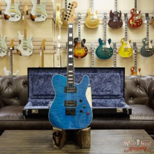Charvel Custom Shop WW-012 Masterbuilt Red Dave Style 2 HH Quilt Maple Top Ebony Board Trans Aqua - Image 12