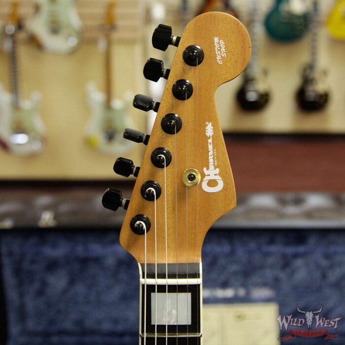 Charvel Custom Shop WW-012 Masterbuilt Red Dave Style 2 HH Quilt Maple Top Ebony Board Trans Aqua - Image 8