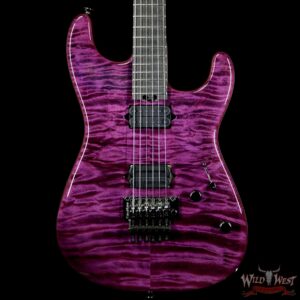 Charvel Custom Shop San Dimas Floyd Rose HH Quilt Maple Top Ebony Fretboard Trans Purple - Image 3