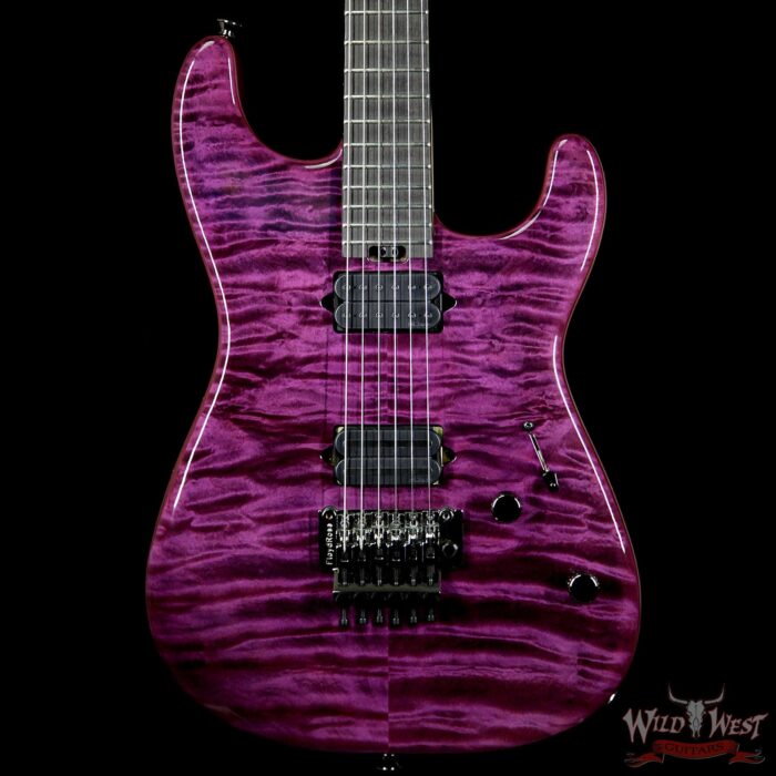 Charvel Custom Shop San Dimas Floyd Rose HH Quilt Maple Top Ebony Fretboard Trans Purple - Image 3