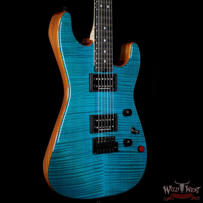 Charvel Custom Shop Wild West 004 Masterbuilt Red Dave San Dimas HH Flame Top Kill Switch Trans Aqua - Image 4