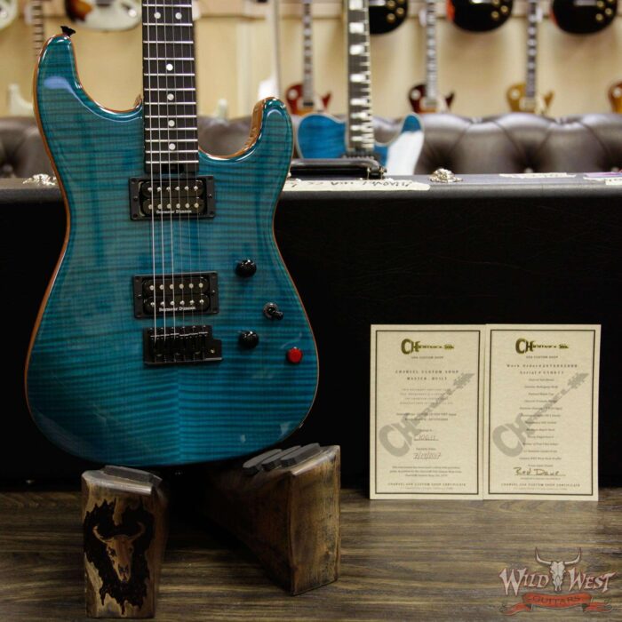 Charvel Custom Shop Wild West 004 Masterbuilt Red Dave San Dimas HH Flame Top Kill Switch Trans Aqua - Image 14