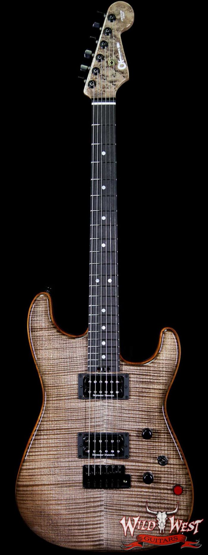 Charvel Custom Shop Wild West 011 Masterbuilt Red Dave Flame San Dimas HH Kill Switch Trans Charcoal - Image 1