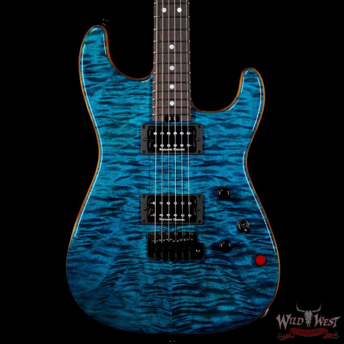 Charvel USA Custom Shop WW009 Masterbuilt Red Dave San Dimas HH Quilt Top Birdseye Neck Trans Aqua - Image 3