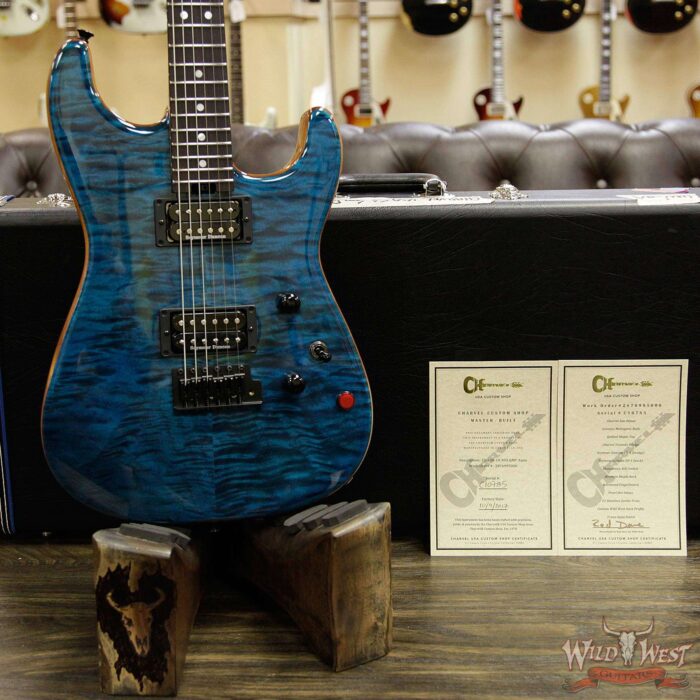 Charvel USA Custom Shop WW009 Masterbuilt Red Dave San Dimas HH Quilt Top Birdseye Neck Trans Aqua - Image 14