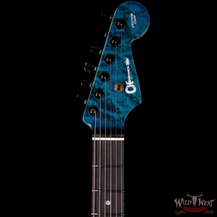Charvel USA Custom Shop WW009 Masterbuilt Red Dave San Dimas HH Quilt Top Birdseye Neck Trans Aqua - Image 8