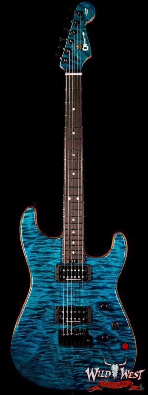 Charvel USA Custom Shop WW009 Masterbuilt Red Dave San Dimas HH Quilt Top Birdseye Neck Trans Aqua