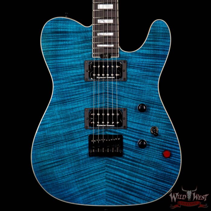 Charvel Custom Shop Wild West 010 Masterbuilt Red Dave Style 2 HH Flame Top Kill Switch Trans Aqua - Image 3
